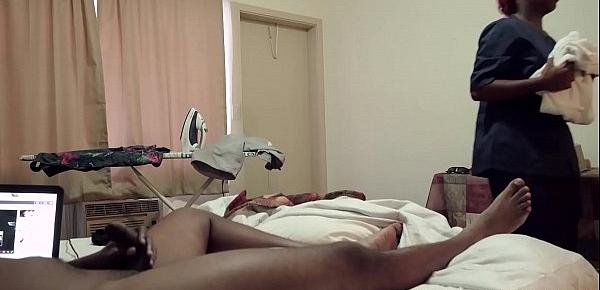  NICHE PARADE - Young Ebony Housekeeper Jerks Me Off In Hotel Room